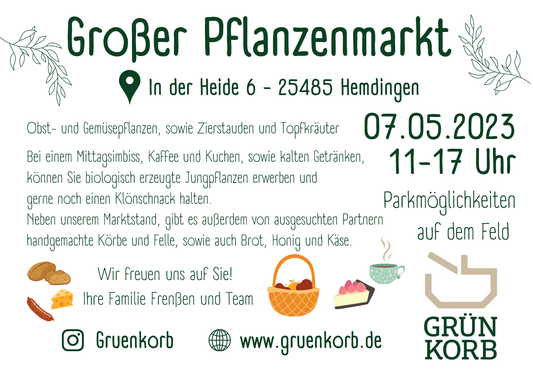 gruenkorb_pflanzenmarkt_2023 Ankündigung Pflanzenmarkt 7.5.2023